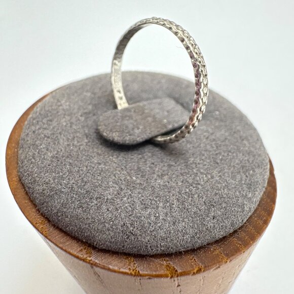 VTG Solid Sterling Silver 925 Illusion Stone Beaded Band Minimalist Ring Size 7 - Picture 3 of 11